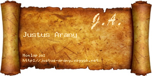 Justus Arany névjegykártya